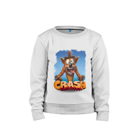 Детский свитшот хлопок с принтом Crash Bandicoot Red Logo | Крэш Бандикут (Z) в Ухте, 100% хлопок | круглый вырез горловины, эластичные манжеты, пояс и воротник | Тематика изображения на принте: aku aku | bandicoot | cortex | crash | crash bandicoot | dr. neo cortex | naughty dog | tornado spin | бандикут | кортекс | крэш | тавна