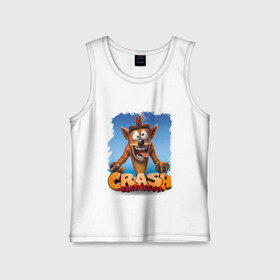 Детская майка хлопок с принтом Crash Bandicoot Red Logo | Крэш Бандикут (Z) в Ухте,  |  | Тематика изображения на принте: aku aku | bandicoot | cortex | crash | crash bandicoot | dr. neo cortex | naughty dog | tornado spin | бандикут | кортекс | крэш | тавна