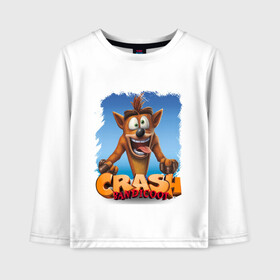 Детский лонгслив хлопок с принтом Crash Bandicoot Red Logo (Z) в Ухте, 100% хлопок | круглый вырез горловины, полуприлегающий силуэт, длина до линии бедер | Тематика изображения на принте: aku aku | bandicoot | cortex | crash | crash bandicoot | dr. neo cortex | naughty dog | tornado spin | бандикут | кортекс | крэш | тавна