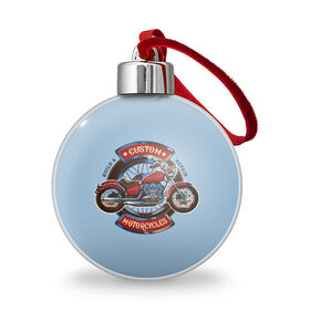 Ёлочный шар с принтом Кастом байк в Ухте, Пластик | Диаметр: 77 мм | Тематика изображения на принте: байкерская тема | кастом байк | кастом мотоцикл | мото тюнинг. | мотоспорт | мотоциклы
