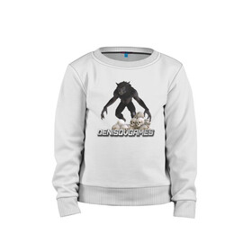 Детский свитшот хлопок с принтом DenisovGames в Ухте, 100% хлопок | круглый вырез горловины, эластичные манжеты, пояс и воротник | denisovgames | блогер | денисов | мистика | оборотень | оборотни | ужасы | хоррор | хэллоуин