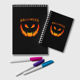 Блокнот с принтом Halloween в Ухте, 100% бумага | 48 листов, плотность листов — 60 г/м2, плотность картонной обложки — 250 г/м2. Листы скреплены удобной пружинной спиралью. Цвет линий — светло-серый
 | Тематика изображения на принте: 31 октября | halloween | halowen | ведьма | день всех святых | джек | костюм | кровь | лого | монстр | надпись | праздник | приведение | призрак | светильник | символ | страшная | тыква | ужасы | хеллоуин | хеллуин