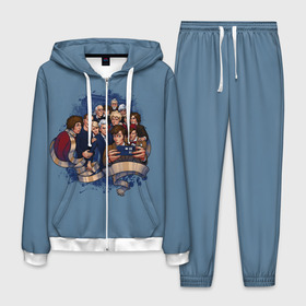 Мужской костюм 3D с принтом 13 докторов кто в Ухте, 100% полиэстер | Манжеты и пояс оформлены тканевой резинкой, двухслойный капюшон со шнурком для регулировки, карманы спереди | 13 | 13 докторов | 13 докторов кто | арт | внешность доктора кто | доктор | доктор кто | рисунок