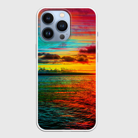 Чехол для iPhone 13 Pro Glitch Sunset: в Ухте,  |  | clouds | glitch | ocean | sea | sky | sun | sunset | water | вода | глитч | море | небо | облака | океан | солнце