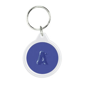 Брелок круглый с принтом Буква А. Синий пузырь. в Ухте, пластик и полированная сталь | круглая форма, металлическое крепление в виде кольца | 