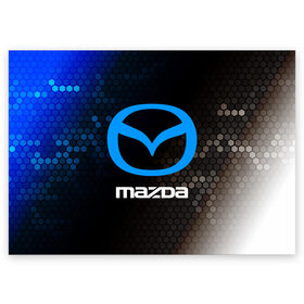 Поздравительная открытка с принтом MAZDA / Мазда в Ухте, 100% бумага | плотность бумаги 280 г/м2, матовая, на обратной стороне линовка и место для марки
 | Тематика изображения на принте: auto | logo | mazda | moto | symbol | авто | автомобиль | гонки | знак | лого | логотип | логотипы | мазда | марка | машина | мото | символ | символы