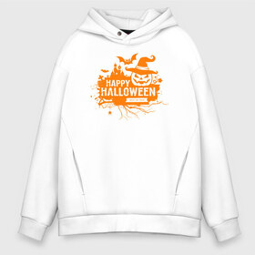 Мужское худи Oversize хлопок с принтом Halloween в Ухте, френч-терри — 70% хлопок, 30% полиэстер. Мягкий теплый начес внутри —100% хлопок | боковые карманы, эластичные манжеты и нижняя кромка, капюшон на магнитной кнопке | 31 октября | halloween | halowen | ведьма | день всех святых | джек | костюм | кровь | лого | монстр | надпись | праздник | приведение | призрак | светильник | символ | страшная | тыква | ужасы | хеллоуин | хеллуин