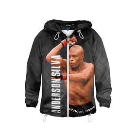 Детская ветровка 3D с принтом Anderson Silva в Ухте, 100% полиэстер | подол и капюшон оформлены резинкой с фиксаторами, по бокам два кармана без застежек, один потайной карман на груди | Тематика изображения на принте: ahmat | anderson | mma | silva | ufc | андерсон | ахмат | бои без правил | микс файт | мма | силва | сильва