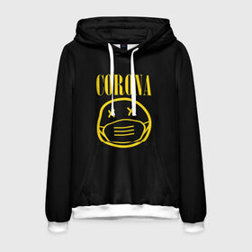 Мужская толстовка 3D с принтом Corona | Nirvana в Ухте, 100% полиэстер | двухслойный капюшон со шнурком для регулировки, мягкие манжеты на рукавах и по низу толстовки, спереди карман-кенгуру с мягким внутренним слоем. | 