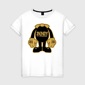 Женская футболка хлопок с принтом Bendy And The Ink Machine в Ухте, 100% хлопок | прямой крой, круглый вырез горловины, длина до линии бедер, слегка спущенное плечо | bendy | bendy and the ink machine | бенди | бени | бенни | бэнди | детская | детям | игра | капли | компьютерная игра | краска | машина | подтеки | ужастик | чернила | чернильная
