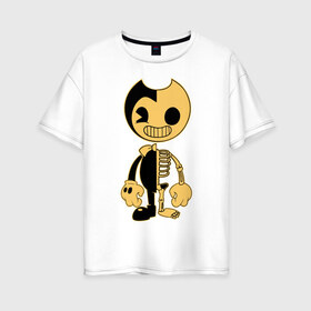 Женская футболка хлопок Oversize с принтом Bendy And The Ink Machine в Ухте, 100% хлопок | свободный крой, круглый ворот, спущенный рукав, длина до линии бедер
 | bendy | bendy and the ink machine | бенди | бени | бенни | бэнди | детская | детям | игра | капли | компьютерная игра | краска | машина | подтеки | ужастик | чернила | чернильная