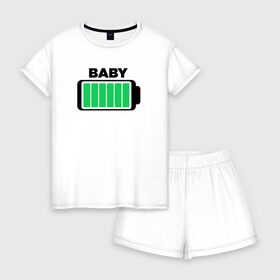 Женская пижама с шортиками хлопок с принтом Baby в Ухте, 100% хлопок | футболка прямого кроя, шорты свободные с широкой мягкой резинкой | 2020 | family look | merry christmas | new year | год крысы | зима | новый год | праздник | рождество | фэмили лук