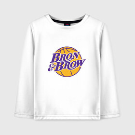Детский лонгслив хлопок с принтом Bron & Brow в Ухте, 100% хлопок | круглый вырез горловины, полуприлегающий силуэт, длина до линии бедер | Тематика изображения на принте: 23 | anthony davis | basketball | bryant | game | james | kobe | lebron | los angeles | nba | sport | баскетбол | брайант | бровь | джеймс | калифорния | коби | король | леброн | лейкерс | лос анджелес | нба | спорт | тренер | чемпио