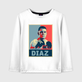 Детский лонгслив хлопок с принтом Нэйт Диаз в Ухте, 100% хлопок | круглый вырез горловины, полуприлегающий силуэт, длина до линии бедер | diaz | mma | nate | ufc | боец | диаз | диас | единоборства | мма | нэйт | смешанные | юфс