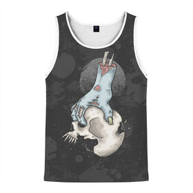 Мужская майка 3D с принтом Хэллоуин в Ухте, 100% полиэстер | круглая горловина, приталенный силуэт, длина до линии бедра. Пройма и горловина окантованы тонкой бейкой | Тематика изображения на принте: blood | diablo | haloween | horror | дьявол | зомби | кости | кровь | мозги | мясо | страшилка | ужасы | хеллоуин | хелоуин