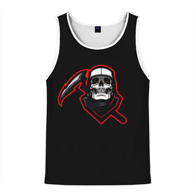 Мужская майка 3D с принтом Череп с косой в Ухте, 100% полиэстер | круглая горловина, приталенный силуэт, длина до линии бедра. Пройма и горловина окантованы тонкой бейкой | 