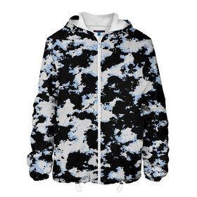 Мужская куртка 3D с принтом Sky Camo в Ухте, ткань верха — 100% полиэстер, подклад — флис | прямой крой, подол и капюшон оформлены резинкой с фиксаторами, два кармана без застежек по бокам, один большой потайной карман на груди. Карман на груди застегивается на липучку | Тематика изображения на принте: black and white | camo | camouflage | cloud | clouds | skies | sky | sky camouflage | urban | urban camo | urban camouflage | городской камуфляж | камуфляж | облака | облако | чёрный и белый