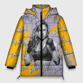 Женская зимняя куртка 3D с принтом Ронда Роузи в Ухте, верх — 100% полиэстер; подкладка — 100% полиэстер; утеплитель — 100% полиэстер | длина ниже бедра, силуэт Оверсайз. Есть воротник-стойка, отстегивающийся капюшон и ветрозащитная планка. 

Боковые карманы с листочкой на кнопках и внутренний карман на молнии | без | бои | бойцы | правил | ронда роузи | спорт