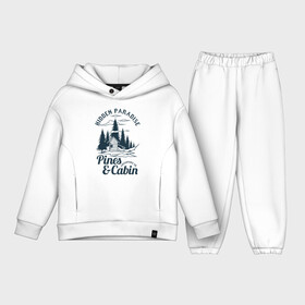 Детский костюм хлопок Oversize с принтом Hidden Paradise в Ухте,  |  | Тематика изображения на принте: art | clouds | forest | house | hut | paradise | smoke | trees | арт | деревья | дом | домик | дым | елки | лес | облака | рай | хижина