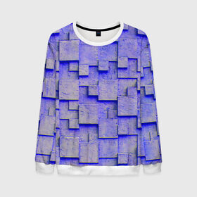 Мужской свитшот 3D с принтом UlliCom в Ухте, 100% полиэстер с мягким внутренним слоем | круглый вырез горловины, мягкая резинка на манжетах и поясе, свободная посадка по фигуре | Тематика изображения на принте: abstraction | blue | mesh | mosaic | panels | surface | texture | абстракция | мозайка | панели | поверхность | сетка | синий | текстура