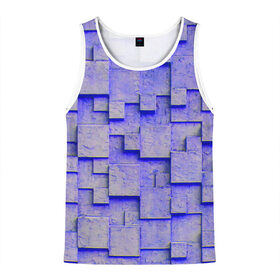 Мужская майка 3D с принтом UlliCom в Ухте, 100% полиэстер | круглая горловина, приталенный силуэт, длина до линии бедра. Пройма и горловина окантованы тонкой бейкой | Тематика изображения на принте: abstraction | blue | mesh | mosaic | panels | surface | texture | абстракция | мозайка | панели | поверхность | сетка | синий | текстура