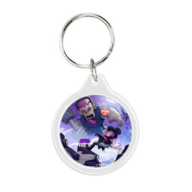 Брелок круглый с принтом Brawl STARS (MORTIS-FRANK) в Ухте, пластик и полированная сталь | круглая форма, металлическое крепление в виде кольца | brawl | frank | leon | moba | mortis | stars | supercell | игра | коллаж | паттерн