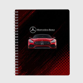 Тетрадь с принтом Mercedes Benz AMG в Ухте, 100% бумага | 48 листов, плотность листов — 60 г/м2, плотность картонной обложки — 250 г/м2. Листы скреплены сбоку удобной пружинной спиралью. Уголки страниц и обложки скругленные. Цвет линий — светло-серый
 | Тематика изображения на принте: 2020 | amg | auto | mercedes | mercedes amg gt | sport | авто | автомобиль | автомобильные | амг | бренд | марка | машины | мерседес | мерседес бенц амг | спорт