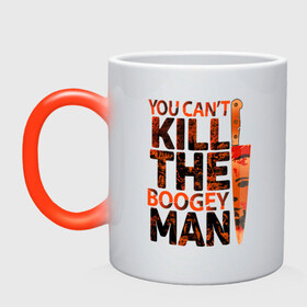 Кружка хамелеон с принтом Kill the boogey man в Ухте, керамика | меняет цвет при нагревании, емкость 330 мл | boogey man | boogeyman | halloween | hallowen | halowen | helloween | kill | буги мен | бугимен | халовен | халовин | хеллуин