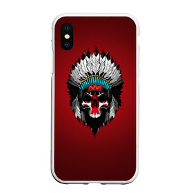 Чехол для iPhone XS Max матовый с принтом INDIAN в Ухте, Силикон | Область печати: задняя сторона чехла, без боковых панелей | dark souls | day z | dead island | индеец | красивое | неон | перья | сердце | страшное | череп | эпичное