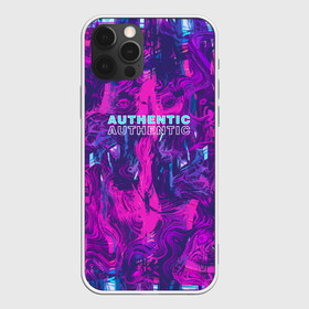 Чехол для iPhone 12 Pro с принтом AUTHENTIC в Ухте, силикон | область печати: задняя сторона чехла, без боковых панелей | abstraction | authentic | абстракция | аутентичный | брызги | надпись на английском | прикольная надпись | разводы | текстура | узор | фиолетовый