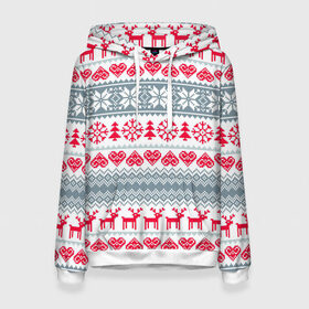 Женская толстовка 3D с принтом Вязаный рисунок в Ухте, 100% полиэстер  | двухслойный капюшон со шнурком для регулировки, мягкие манжеты на рукавах и по низу толстовки, спереди карман-кенгуру с мягким внутренним слоем. | 