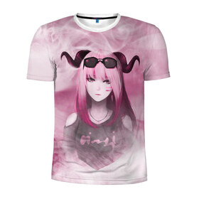 Мужская футболка 3D спортивная с принтом Девушка демон в Ухте, 100% полиэстер с улучшенными характеристиками | приталенный силуэт, круглая горловина, широкие плечи, сужается к линии бедра | demon | girl | акума | девушка | демон | очки | рога