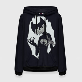 Женская толстовка 3D с принтом Bendy And The Ink Machine в Ухте, 100% полиэстер  | двухслойный капюшон со шнурком для регулировки, мягкие манжеты на рукавах и по низу толстовки, спереди карман-кенгуру с мягким внутренним слоем. | bendy | bendy and the ink machine | бенди | бени | бенни | бэнди | детская | детям | игра | капли | компьютерная игра | краска | машина | подтеки | ужастик | чернила | чернильная