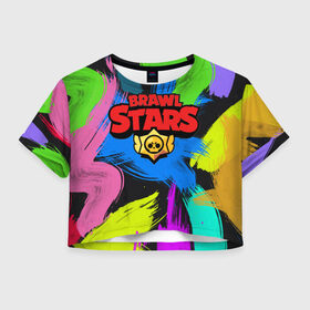 Женская футболка Crop-top 3D с принтом Brawl Stars | Brush в Ухте, 100% полиэстер | круглая горловина, длина футболки до линии талии, рукава с отворотами | 8 | 8bit | bit | brawl | brawlstars | crow | leon | leonskin | max | mr p | sally | virus | бит | бравл | бравлы | игра | космо | леон | мультик | пламя | робот | старc | старз | тик