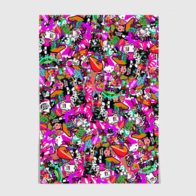 Постер с принтом $-tickers   в Ухте, 100% бумага
 | бумага, плотность 150 мг. Матовая, но за счет высокого коэффициента гладкости имеет небольшой блеск и дает на свету блики, но в отличии от глянцевой бумаги не покрыта лаком | abstraction | background | colorful | jdm | sticker | stickers | style | texture | абстракция | наклейки | разноцветный | стикер | стиль | текстура | фон