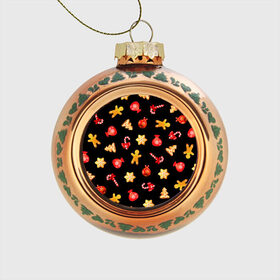 Стеклянный ёлочный шар с принтом Новогодний микс в Ухте, Стекло | Диаметр: 80 мм | 
