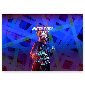 Поздравительная открытка с принтом Watch Dogs: Legion в Ухте, 100% бумага | плотность бумаги 280 г/м2, матовая, на обратной стороне линовка и место для марки
 | Тематика изображения на принте: dedsec | legion | watch dogs | watch dogs 2 | watch dogs 3 | watch dogs lgion | watch dogs: legion | вотч | вотч догс | вотч догс 3 | вотч догс легион | догз | игра вотч догз | неоновый | обложка watch dogs: legion | свинья из  watch dogs