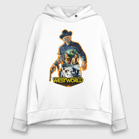 Женское худи Oversize хлопок с принтом West World в Ухте, френч-терри — 70% хлопок, 30% полиэстер. Мягкий теплый начес внутри —100% хлопок | боковые карманы, эластичные манжеты и нижняя кромка, капюшон на магнитной кнопке | 1973 | west world | western | вестерн | мир дикого запада