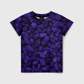 Детская футболка 3D с принтом Purple-$tone$ в Ухте, 100% гипоаллергенный полиэфир | прямой крой, круглый вырез горловины, длина до линии бедер, чуть спущенное плечо, ткань немного тянется | abstraction | forms | gravel | pebbles | purple | stones | texture | абстракция | галька | гравий | камни | текстура | фиолетовый | формы
