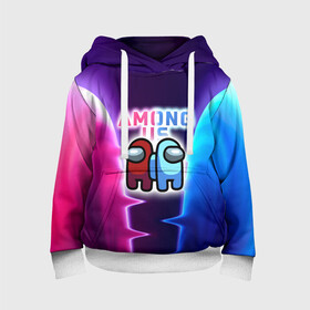 Детская толстовка 3D с принтом  Among Us glow в Ухте, 100% полиэстер | двухслойный капюшон со шнурком для регулировки, мягкие манжеты на рукавах и по низу толстовки, спереди карман-кенгуру с мягким внутренним слоем | Тематика изображения на принте: among us | game | rdamgus | амонг ас | амунг ас | игра | космонавт | космос | мультяшный | персонаж