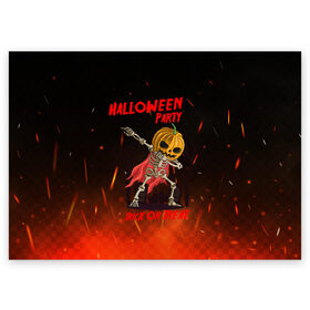 Поздравительная открытка с принтом Halloween Party в Ухте, 100% бумага | плотность бумаги 280 г/м2, матовая, на обратной стороне линовка и место для марки
 | blood | diablo | haloween | horror | дьявол | зомби | кости | кровь | мозги | мясо | страшилка | ужасы | хеллоуин | хелоуин
