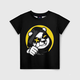Детская футболка 3D с принтом Крутая Панда в Ухте, 100% гипоаллергенный полиэфир | прямой крой, круглый вырез горловины, длина до линии бедер, чуть спущенное плечо, ткань немного тянется | 