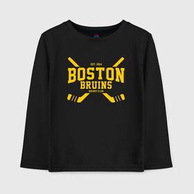 Детский лонгслив хлопок с принтом Boston Bruins в Ухте, 100% хлопок | круглый вырез горловины, полуприлегающий силуэт, длина до линии бедер | boston | boston bruins | bruins | hockey | nhl | usa | бостон | бостон брюинз | нхл | спорт | сша | хоккей | шайба