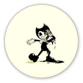 Коврик для мышки круглый Bendy And The Ink Machine: в Ухте, резина и полиэстер | круглая форма, изображение наносится на всю лицевую часть | bendy | bendy and the ink machine | бенди | бени | бенни | бэнди | детская | детям | игра | капли | компьютерная игра | краска | машина | подтеки | ужастик | чернила | чернильная