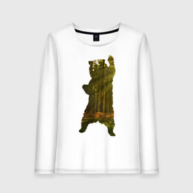 Женский лонгслив хлопок с принтом Wild bear в Ухте, 100% хлопок |  | angry | bear | claws | forest | photo | silhouette | standing | wild | wood | wooden | белый | бурый | в лесу | гризли | деревья | дикий | животные | зверь | злой | когти | крутой | лапа | лес | лесной | лучи | медведь | медвежонок | мишка