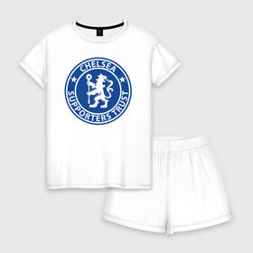 Женская пижама с шортиками хлопок с принтом Chelsea FC в Ухте, 100% хлопок | футболка прямого кроя, шорты свободные с широкой мягкой резинкой | blue | chelsea | club | english | fc | football | london | retirees | soccer | английский | клуб | лондон | пенсионеры | синие | фк | футбол | футбольный | челси