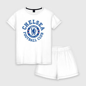 Женская пижама с шортиками хлопок с принтом Chelsea FC в Ухте, 100% хлопок | футболка прямого кроя, шорты свободные с широкой мягкой резинкой | blue | chelsea | club | english | fc | football | london | retirees | soccer | английский | клуб | лондон | пенсионеры | синие | фк | футбол | футбольный | челси