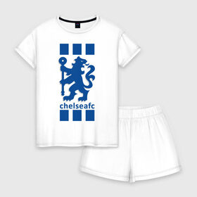 Женская пижама с шортиками хлопок с принтом Chelsea FC в Ухте, 100% хлопок | футболка прямого кроя, шорты свободные с широкой мягкой резинкой | blue | chelsea | club | english | fc | football | london | retirees | soccer | английский | клуб | лондон | пенсионеры | синие | фк | футбол | футбольный | челси