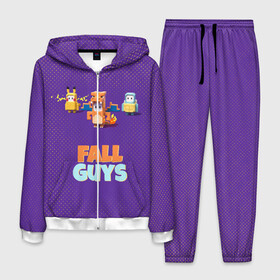 Мужской костюм 3D с принтом Fall Guys в Ухте, 100% полиэстер | Манжеты и пояс оформлены тканевой резинкой, двухслойный капюшон со шнурком для регулировки, карманы спереди | battle royale | fall | fall guys | game | games | guys | winner | батл роял | игра | игры | победитель | фалл гайс