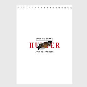 Скетчбук с принтом Hunter в Ухте, 100% бумага
 | 48 листов, плотность листов — 100 г/м2, плотность картонной обложки — 250 г/м2. Листы скреплены сверху удобной пружинной спиралью | hunter | будь сильнее | будь храбрым | охотник | тигр | хищник